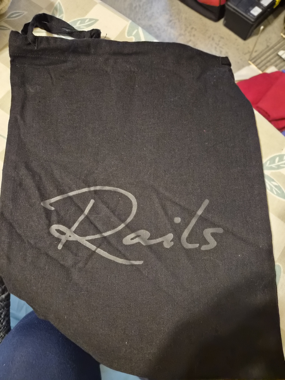 Rails Black Cotton Canvas Drawstring Dust Bag Storage Pouch 15x11.5